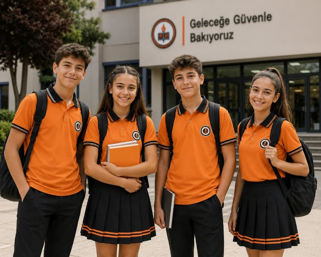 Turuncu Temalı Öğrenci Üniforma Modeli